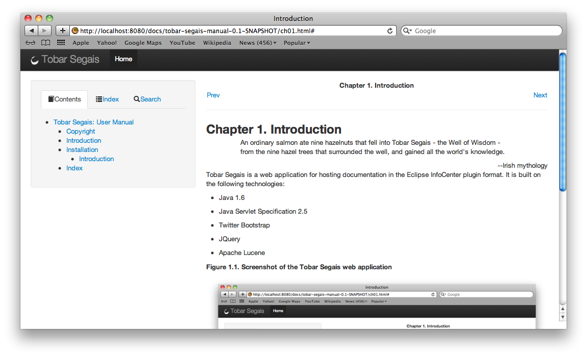 Screenshot of the Tobar Segais web application Screenshot